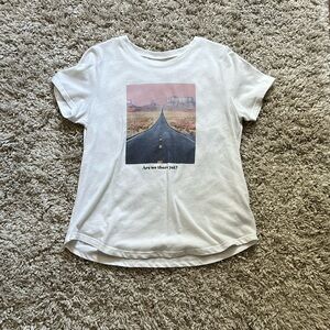 this is a old navy shirt “are we there yet” saying it’s a women’s size small